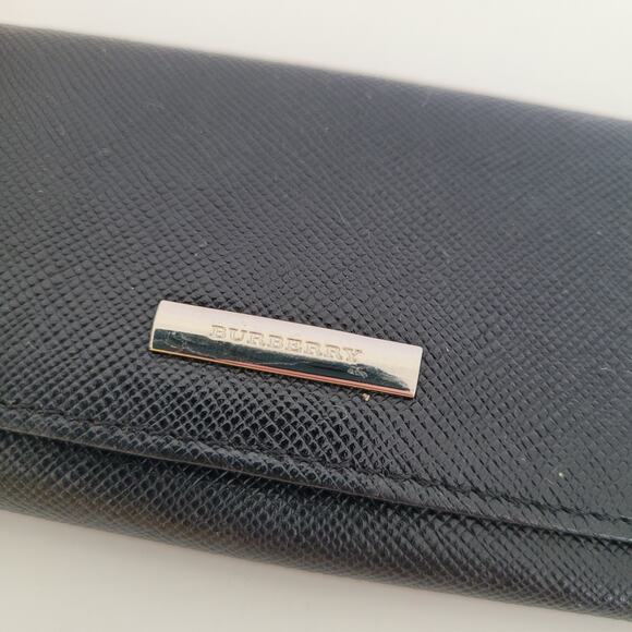 Burberry Key Hooks Holder Case Wallet Logo Black Leather Designer Nova Lining - Picture 10 of 10
